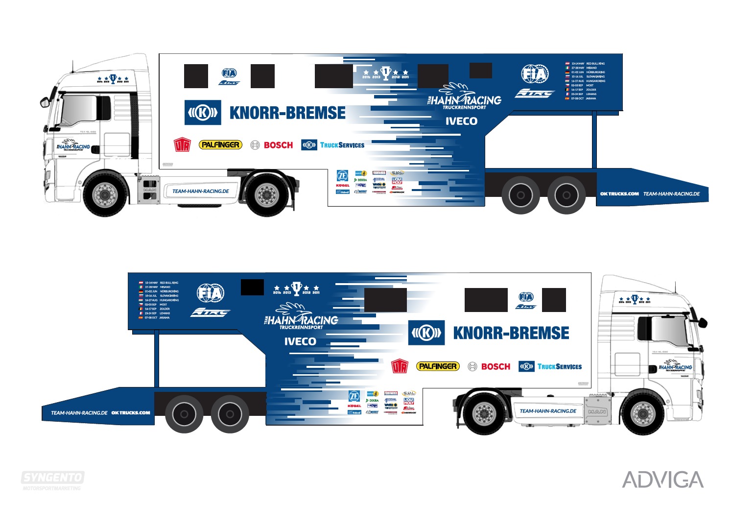 We developed the trailer design for five-time European truck racing champion Jochen Hahn.